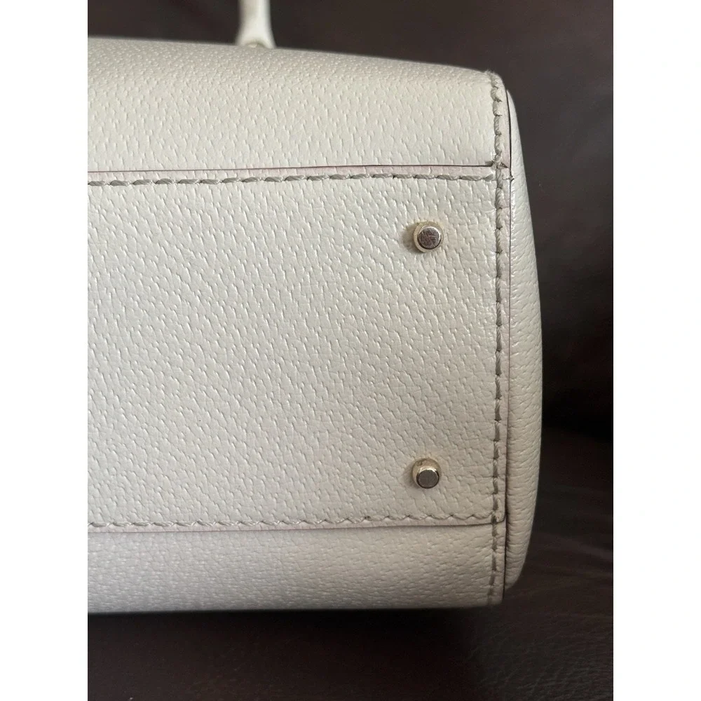 Kate Spade WELLESLEY QUINN Ivory SATCHEL‎ TOTE w/Pink Polka Dot Interior EUC